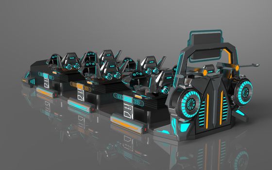 سینمای واقعیت مجازی Fun Fly Battleship 6 نفره | ساختار اکشن فردی، صندلی‌های قابل ارتقا، صفحه نمایش بزرگ عقب، 55 بازی، عینک DPVR E3-S و مانیتور 32 اینچی – تولید کننده SKYFUN