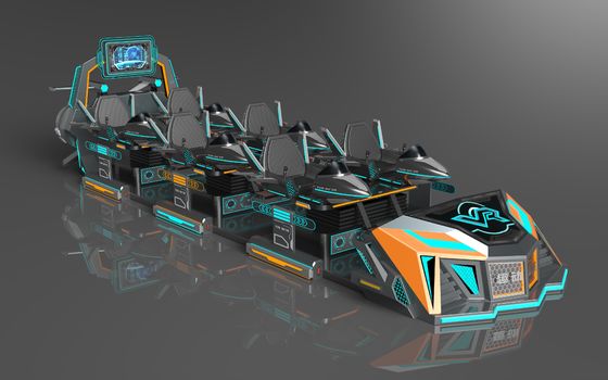 سینمای واقعیت مجازی Fun Fly Battleship 6 نفره | ساختار اکشن فردی، صندلی‌های قابل ارتقا، صفحه نمایش بزرگ عقب، 55 بازی، عینک DPVR E3-S و مانیتور 32 اینچی – تولید کننده SKYFUN