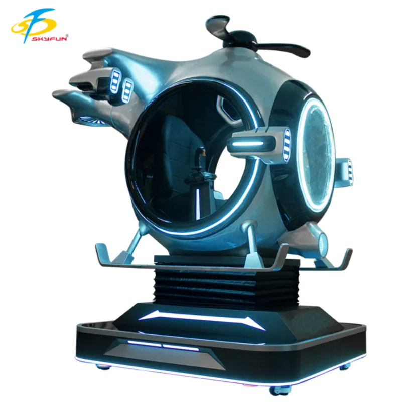 دستگاه شبیه‌ساز پرواز واقعیت مجازی 9D قابل تنظیم هلیکوپتر | Fun Fighter توسط SKYFUN – 1 بازیکن، 55+ بازی، جوی استیک Thrustmaster، هدست DPVR، استفاده در مراکز خرید و آرکید