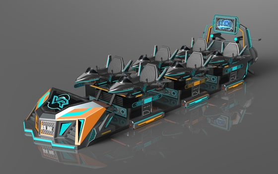 سینمای واقعیت مجازی Fun Fly Battleship 6 نفره | ساختار اکشن فردی، صندلی‌های قابل ارتقا، صفحه نمایش بزرگ عقب، 55 بازی، عینک DPVR E3-S و مانیتور 32 اینچی – تولید کننده SKYFUN